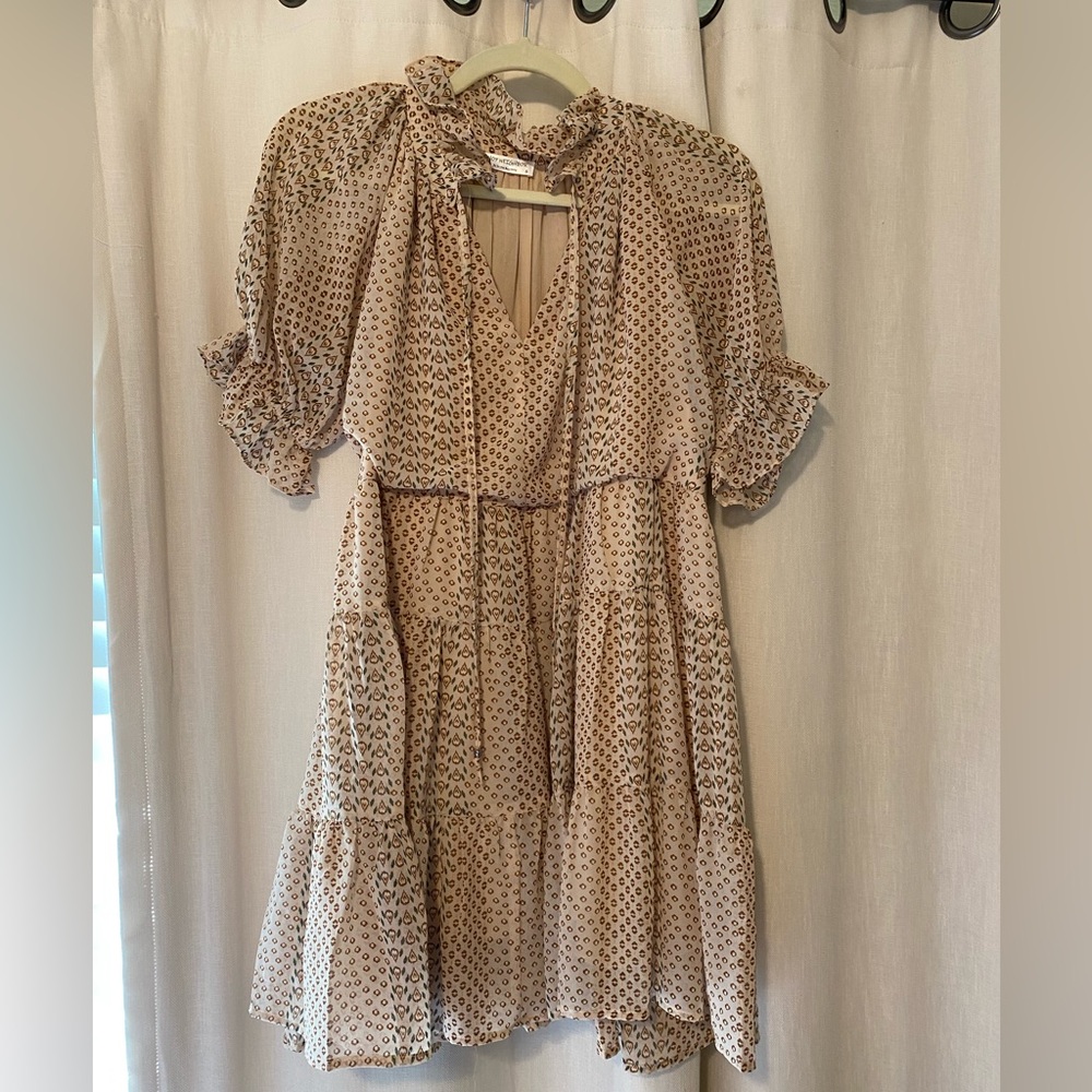 Shop Neighbor Brown Patterned Short Sleeve Sundress